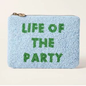 Kate Spade Life of the party Blue and Green Beaded Clutch